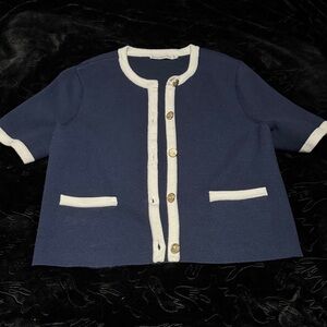 Abercrombie & Fitch Navy and White Cardigan